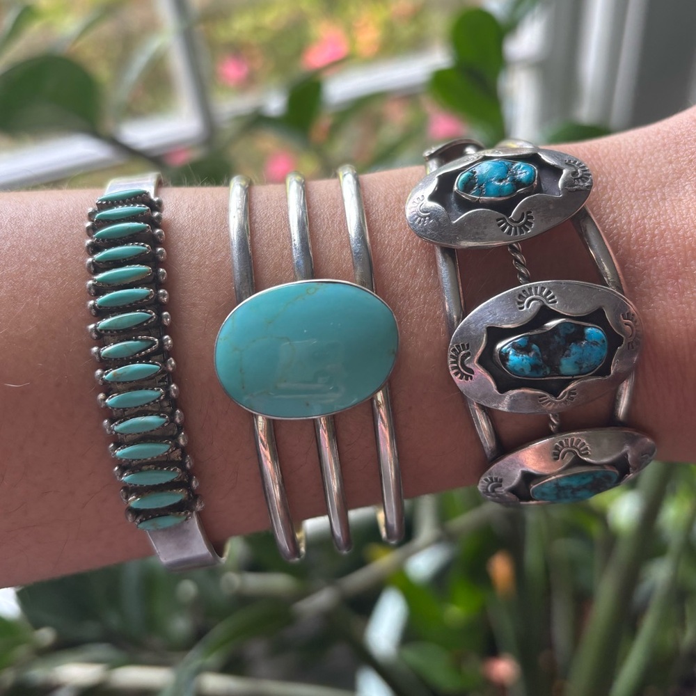 Sterling Silver and Turquoise Cuff Bracelet - Picture 5 of 6